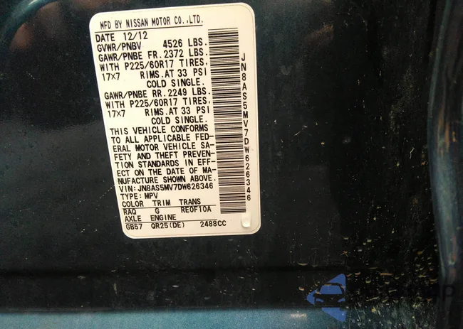 JN8AS5MV7DW626346: 37843173