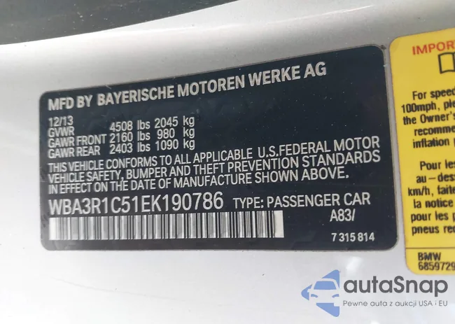 WBA3R1C51EK190786: 37848562