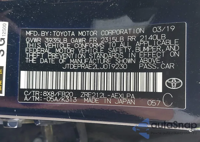 JTDEPRAE2LJ019230: 37858104