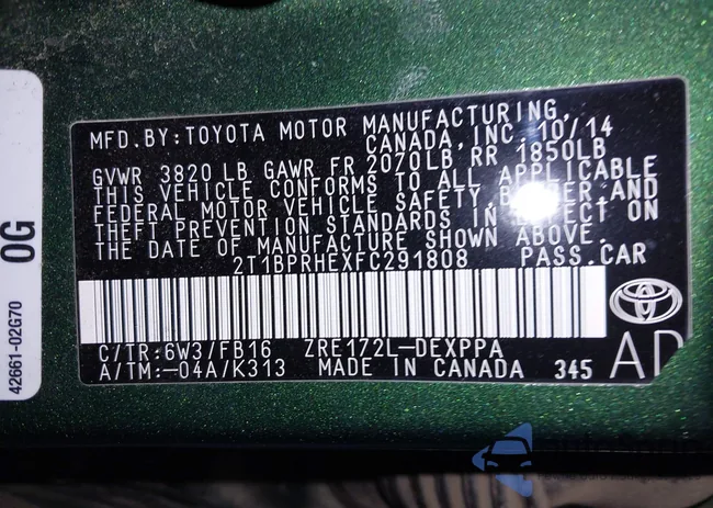 2T1BPRHEXFC291808: 37908063