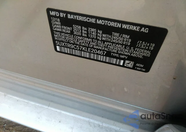 5UXTR9C57KLE20467: 37915367