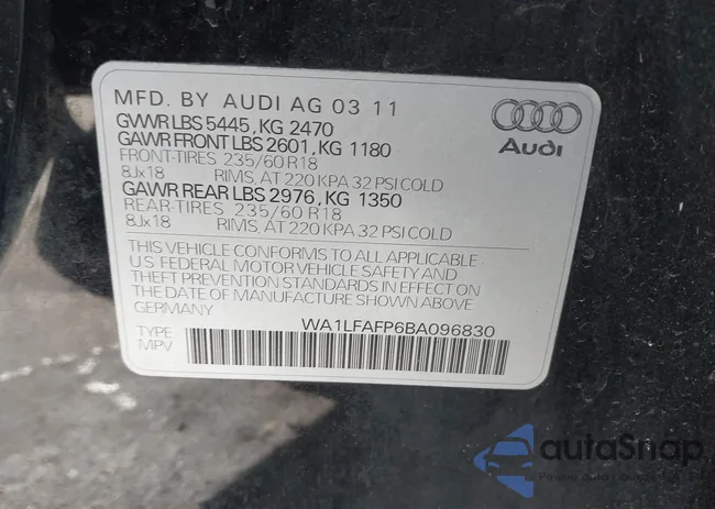 WA1LFAFP6BA096830: 38920842