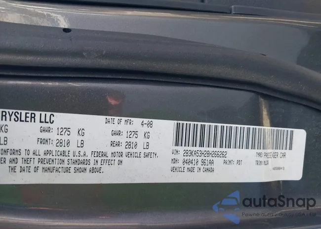 2B3KA53H28H266262: 38924028