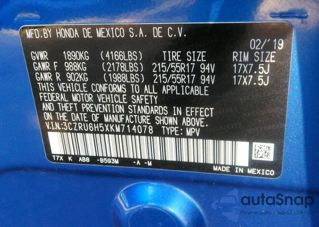 3CZRU6H5XKM714078: 38933390