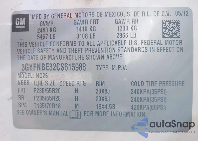 3GYFNBE32CS615988: 38943420