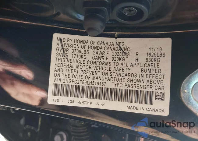 2HGFC2F89LH516157: 38959927