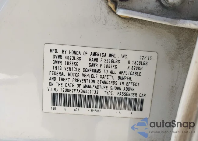 19UDE2F7XGA001133: 38960415