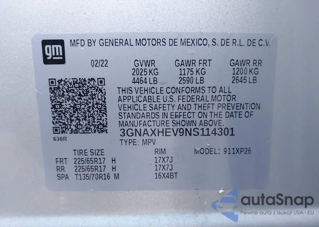 3GNAXHEV9NS114301: 38964903