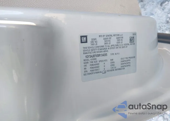 1GYS4JEFXBR194285: 38964563