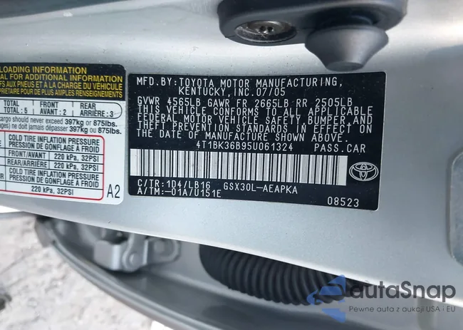 4T1BK36B95U061324: 38966699