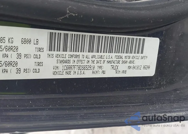 1C6RR7FT8DS652910: 38980160