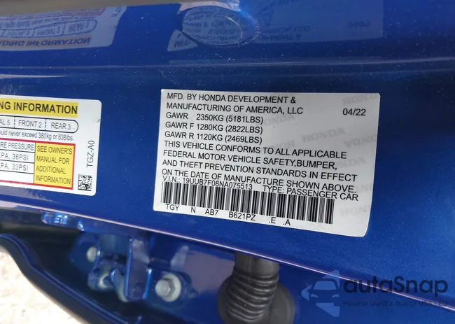 19UUB7F98PA001395: 38997278