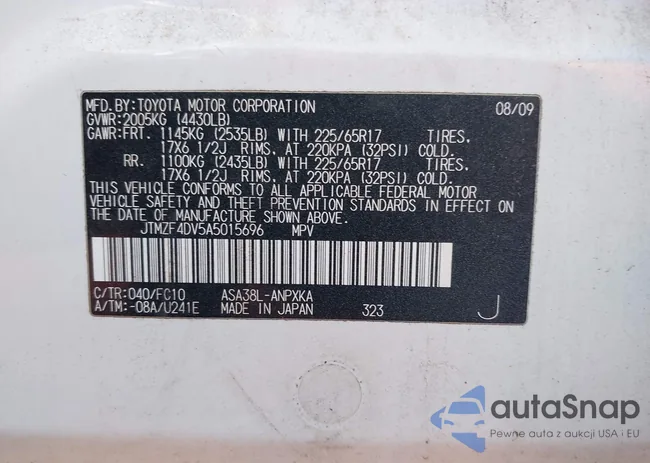 JTMZF4DV5A5015696: 39019074