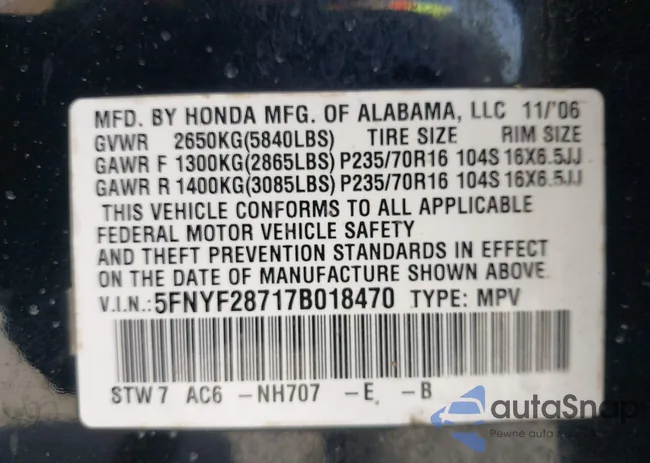 5FNYF28717B018470: 39032193