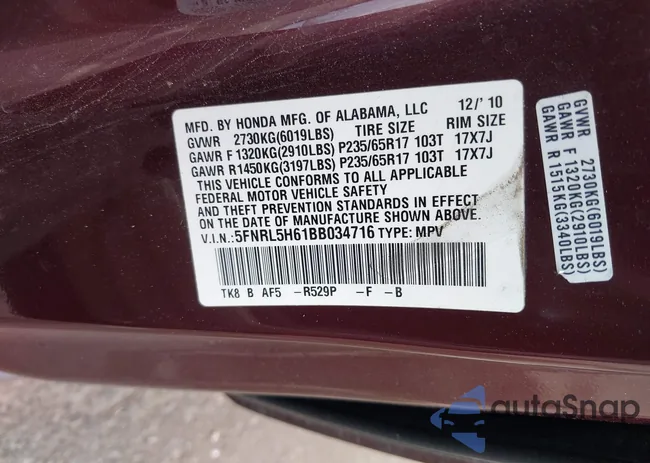 5FNRL5H61BB034716: 39043831