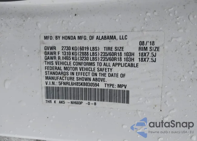 5FNRL6H85KB030594: 39053563