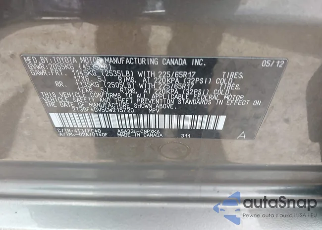 2T3BF4DV5CW215720: 39054841