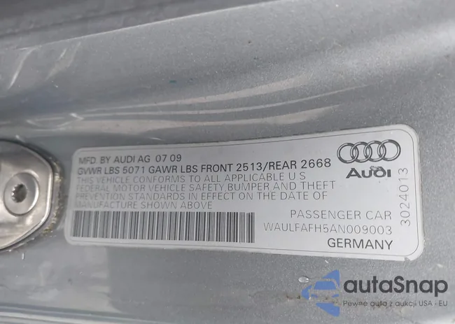 WAULFAFH5AN009003: 39097881