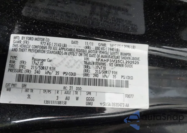 1FAHP3M25CL292829: 39098481