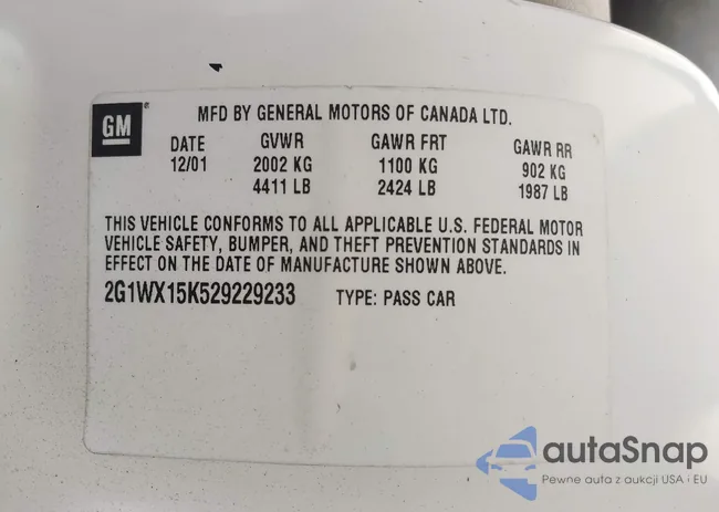 2G1WX15K529229233: 39099183