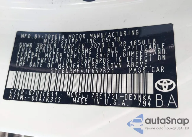 5YFBURHE4JP852621: 39128524