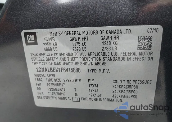 2GNALBEK7F6415888: 39130175