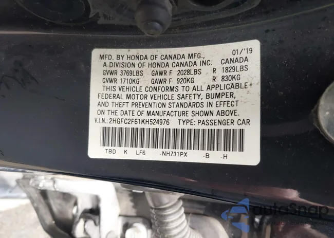 2HGFC2F61KH524976: 39147099