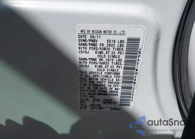 JN8AS1MW4BM734885: 39167101