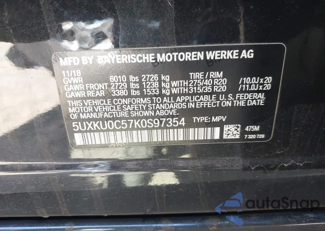 5UXKU0C57K0S97354: 39185425