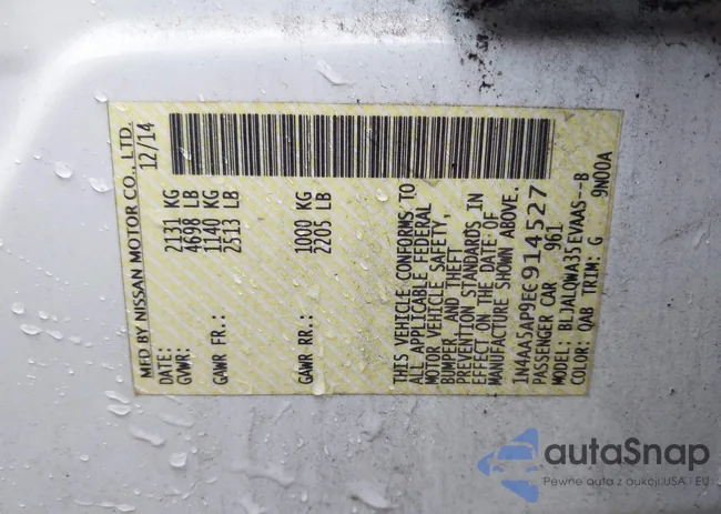 1N4AA5AP9EC914527: 39192995