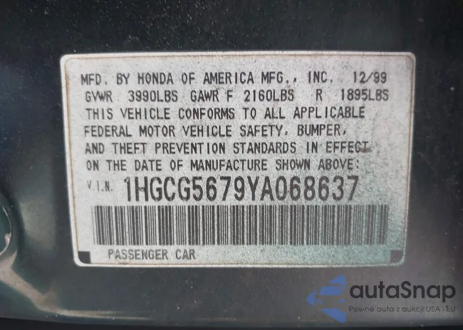 1HGCG5679YA068637: 39196814