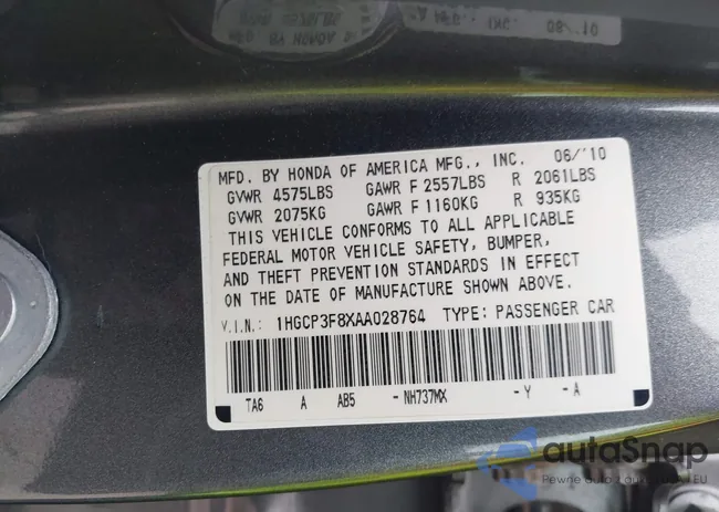 1HGCP3F8XAA028764: 39199171