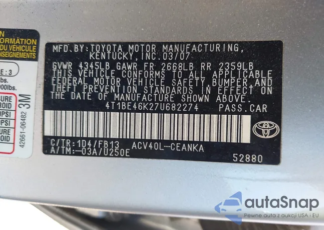 4T1BE46K27U682274: 39205789