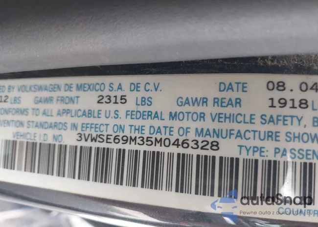 3VWSE69M35M046328: 39215793