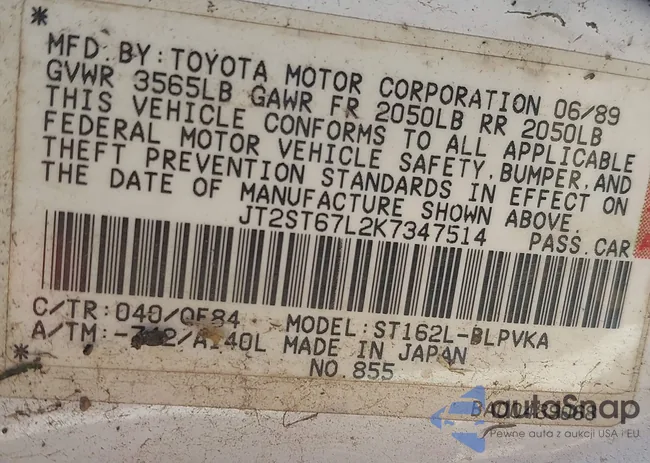 JT2ST67L2K7347514: 39235389