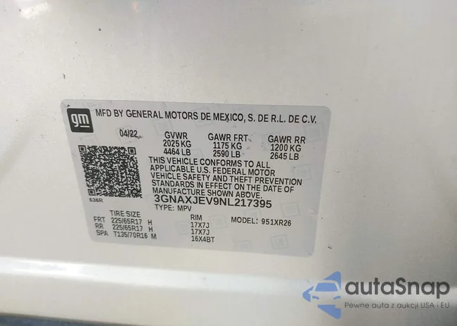3GNAXJEV9NL217395: 39255615