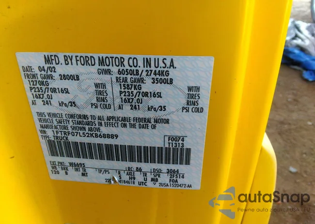 1FTRF07L52KB68889: 39266273