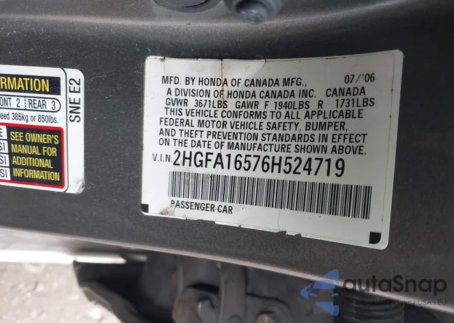 2HGFA16576H524719: 39274008