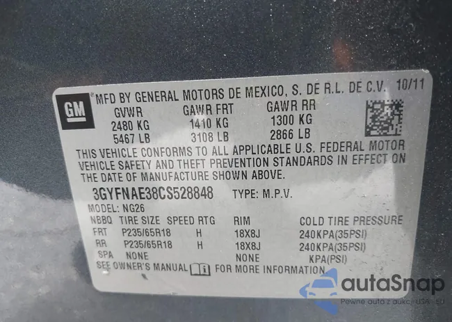 3GYFNAE38CS528848: 39275320