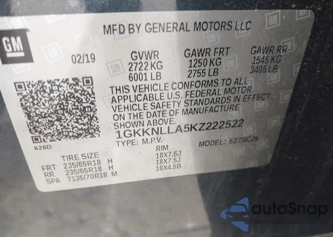 1GKKNLLA5KZ222522: 39285557