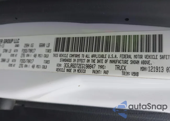 3C6JR6DT2EG190847: 39293316