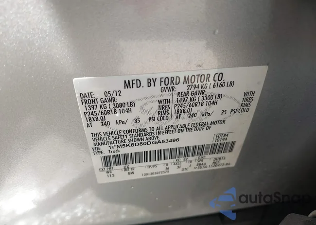 1FM5K8D80DGA53496: 39303142