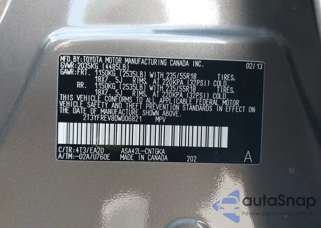 2T3YFREV8DW006821: 39307125