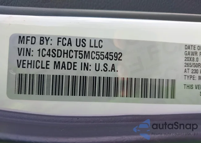 1C4SDHCT5MC554592: 39309140