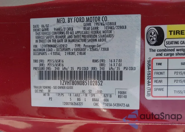 1ZVHT80N085102852: 39314264