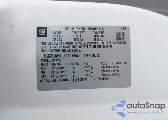 1GCSGAFX0B1187445: 39319193