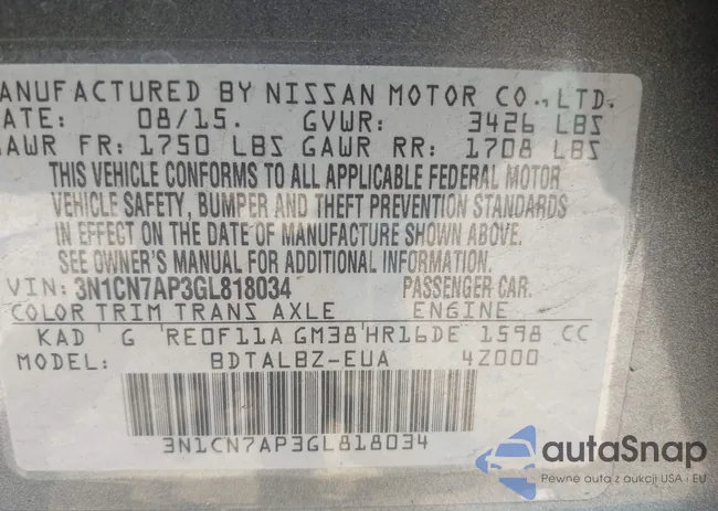 3N1CN7AP3GL818034: 39325305