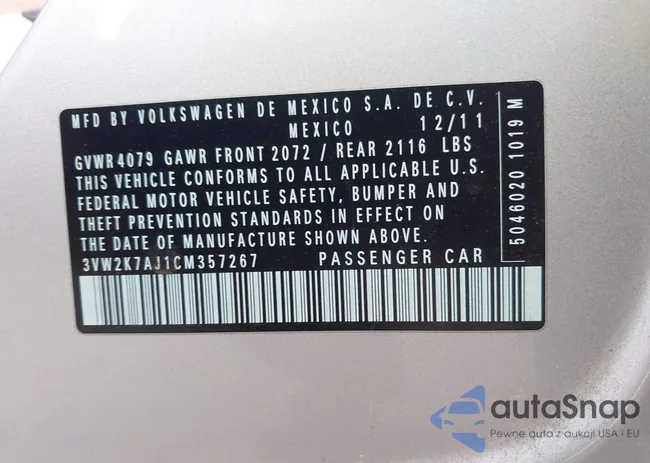 3VW2K7AJ1CM357267: 39325368