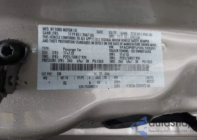 1FADP5FU1HL105201: 39338435