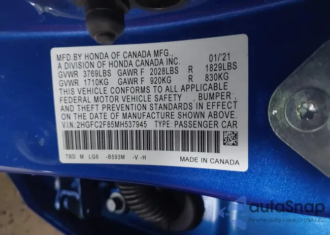 2HGFC2F85MH537945: 39369903